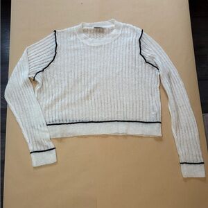 White Sweater with Black Trim